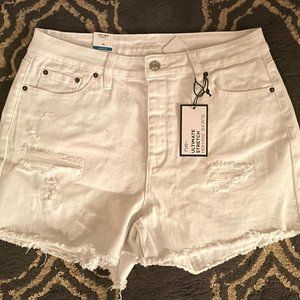 White Mid Rise Jean Shorts